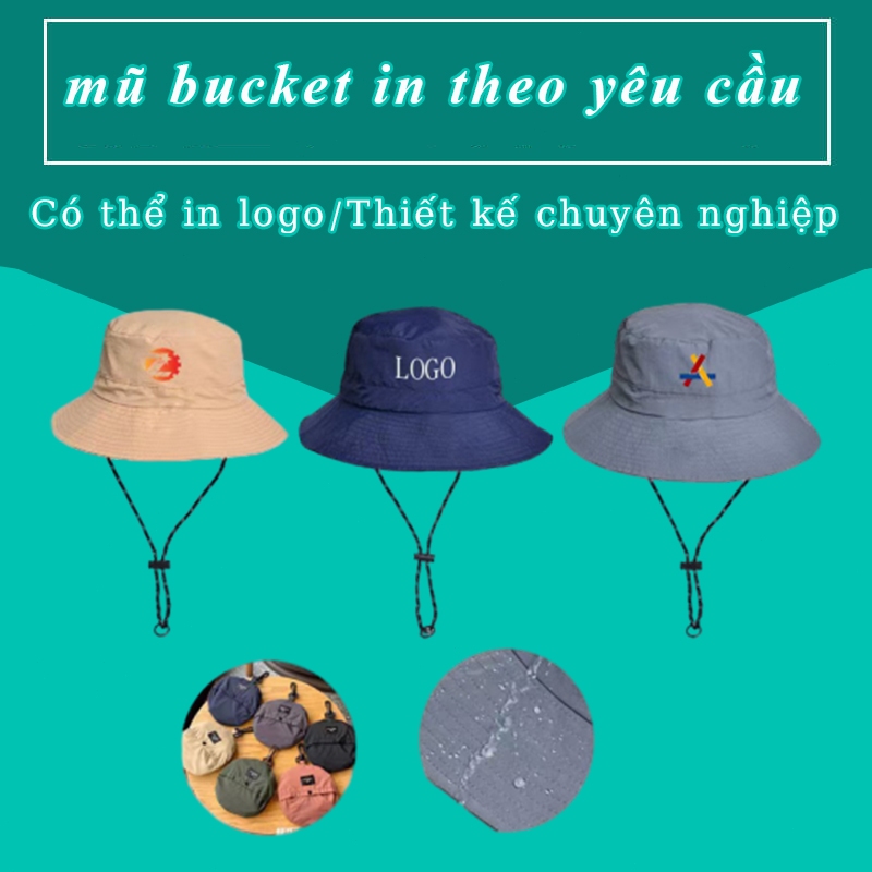 Nón bucket thêu logo theo yêu cầu mũ bucket in theo yêu cầu nón tai bèo in hình theo yêu cầu nhiều k