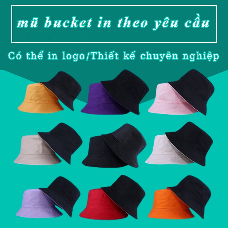 Mũ tai bèo thêu tên theo yêu cầu nón bucket in logo theo yêu cầu mũ bucket in chữ theo yêu cầu stree