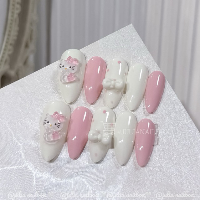 JuliaNailbox Mã 428 Móng tay giả thiết kế thủ công, sơn gel ( tặng kèm keo, miếng dán, dũa, bông lau
