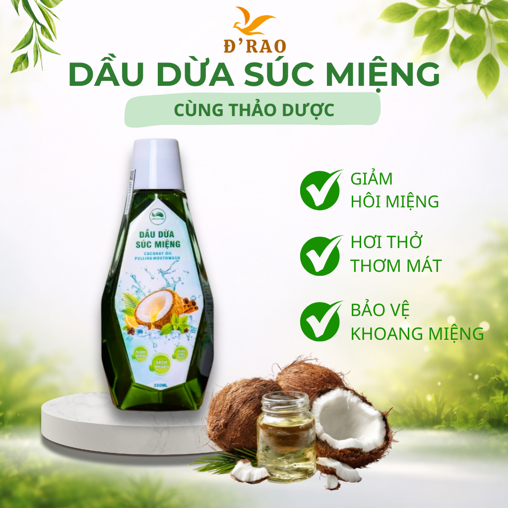 Dầu Dừa Súc Miệng Adeva Noni Tinh Dầu Thảo Dược Thiên Nhiên Oil Pulling Thơm Mát 330ml