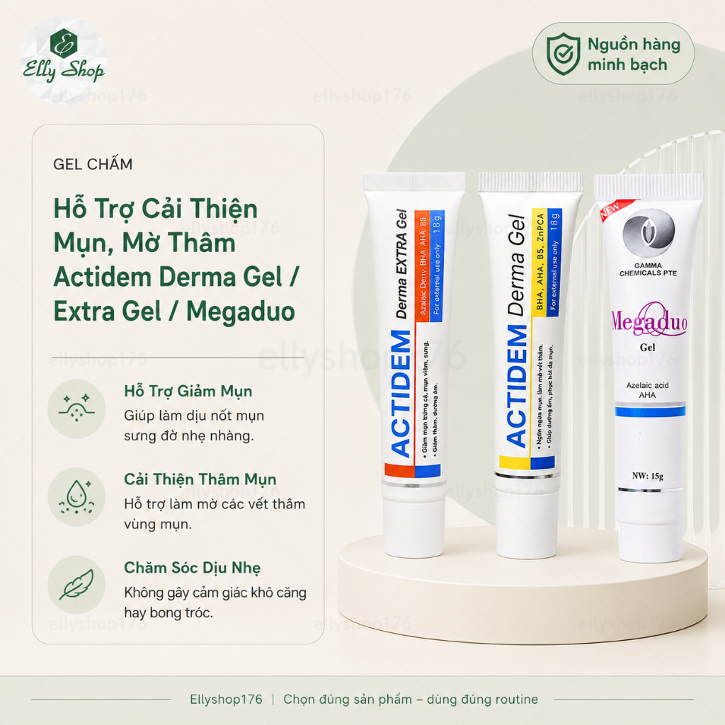 [Công Ty] Gel Chấm Cải Thiện Mụn, Mờ Thâm Actidem Derma Gel / Extra Gel / Megaduo - Chăm Sóc Da Dầu 