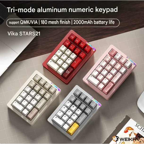 (sẵn tùy màu) KIT Numpad Cơ WEIKAV STARS21 - Bàn Phím Số - Nhôm CNC - Không Dây 3 Mode - RGB - Mạch 