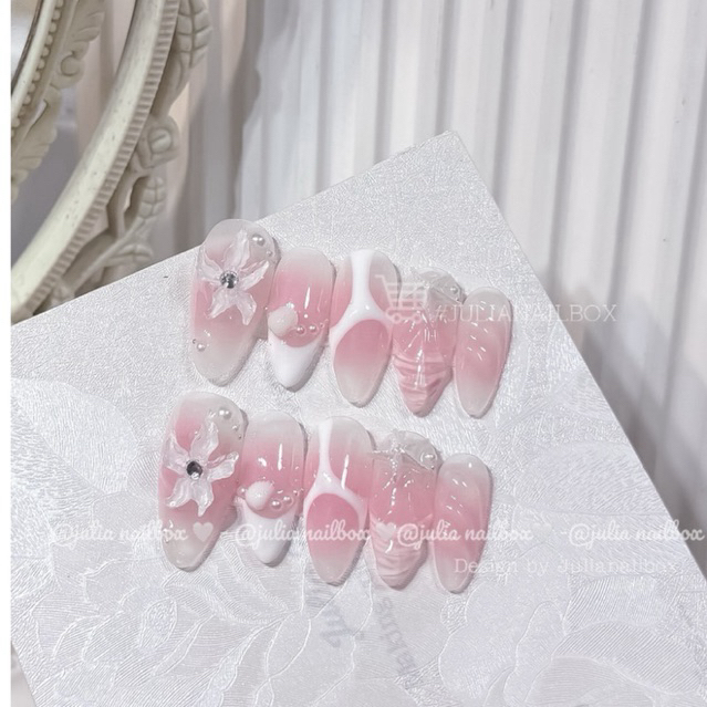 JuliaNailbox Mã 429 Móng tay giả thiết kế thủ công, sơn gel ( tặng kèm keo, miếng dán, dũa, bông lau