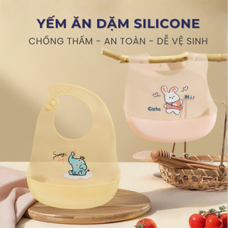 Yếm Ăn Dặm Silicone Cho Bé - Chống Thấm, Dễ Vệ Sinh, Ngăn Hứng Thức Ăn - Nhiều Mẫu Dễ Thương