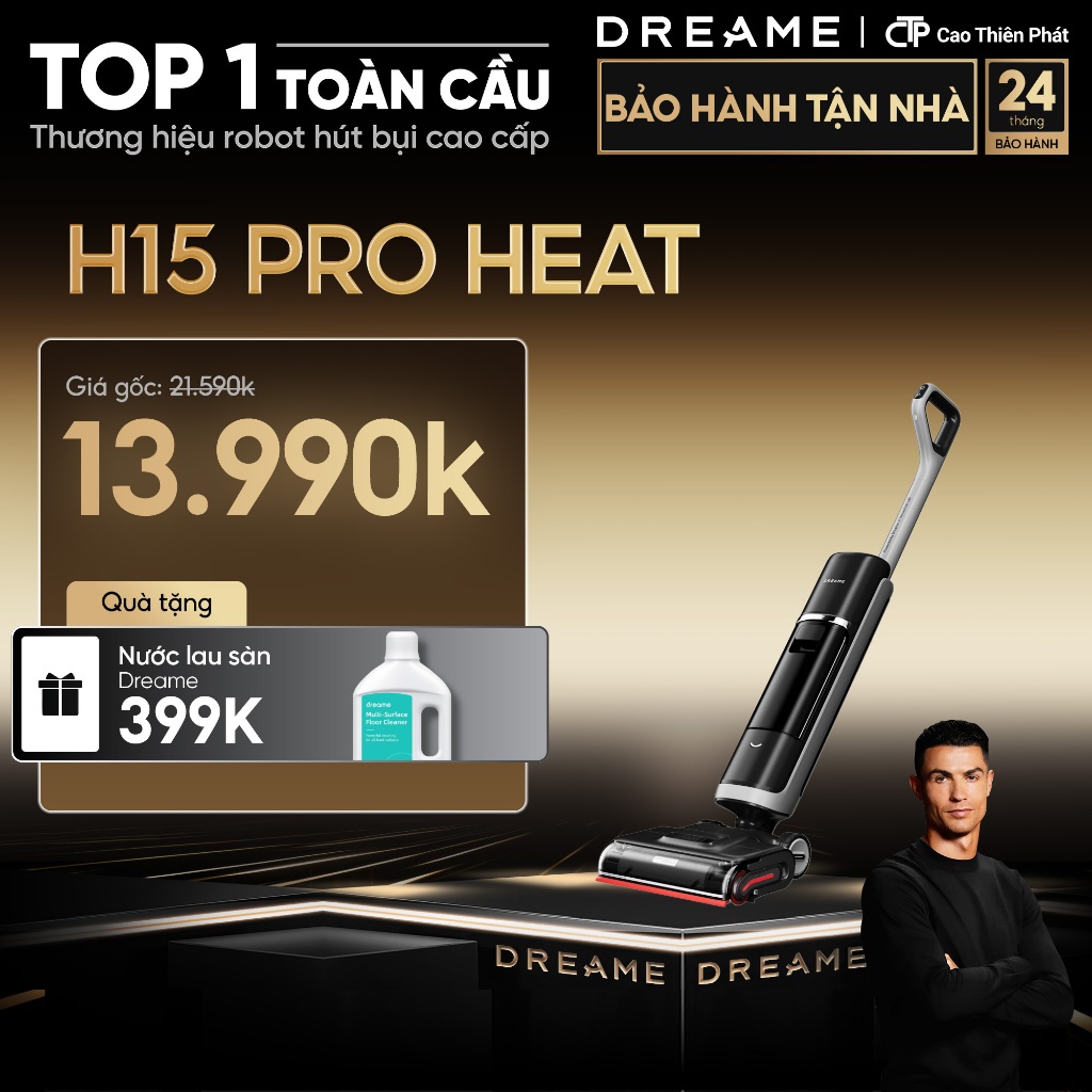 Máy Hút Bụi Lau Sàn Dreame H15 Pro Heat Cầm Tay | Điều Khiển Qua Ứng Dụng | BH 24 tháng