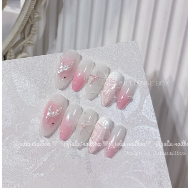 JuliaNailbox Mã 430 Móng tay giả thiết kế thủ công, sơn gel ( tặng kèm keo, miếng dán, dũa, bông lau