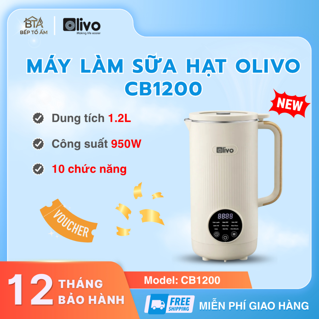 Máy Làm Sữa Hạt Olivo CB1200 Dung Tích Lớn 1200ml Xay Nấu Đa Năng Tiện Lợi Cho Gia Đình - Bếp Tổ Ấm