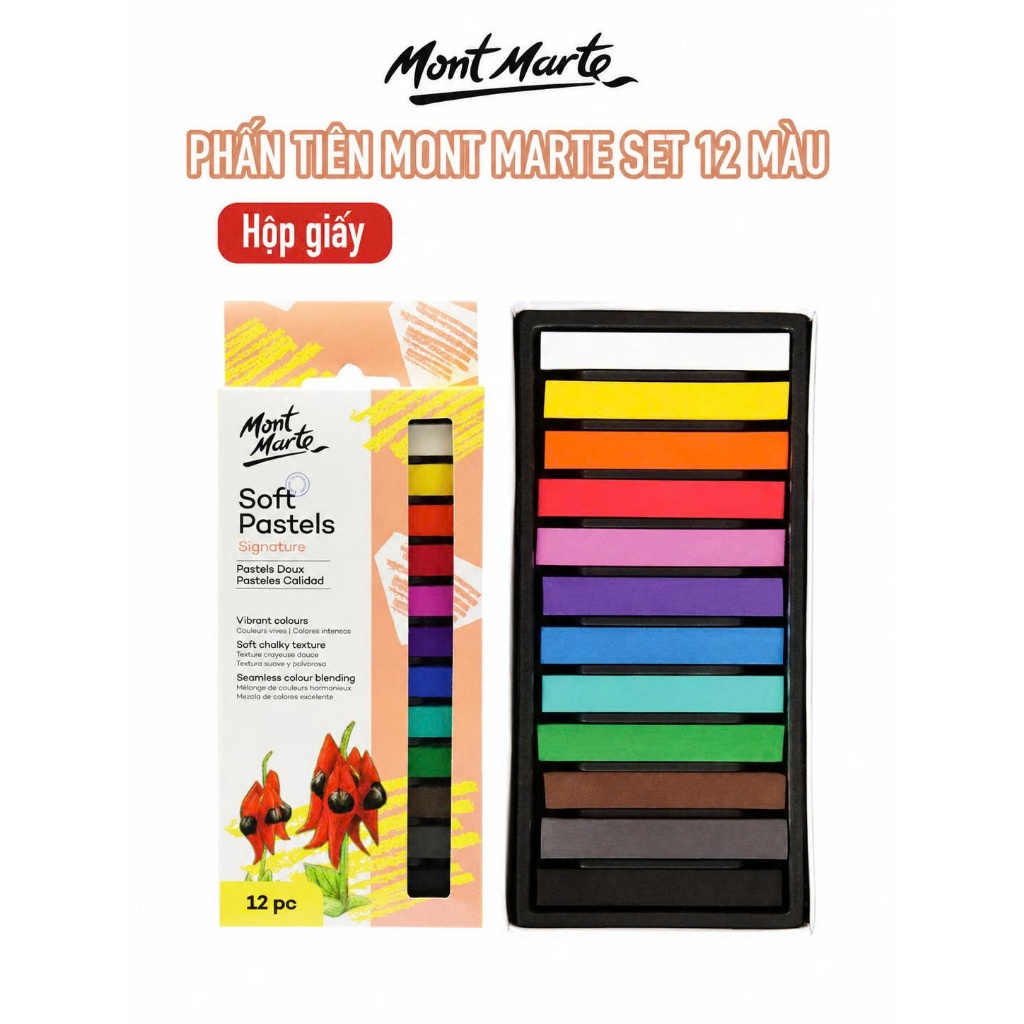 Phấn Tiên Mont Marte 12 Màu - Signature Soft Pastels 12pc - MMPT0004