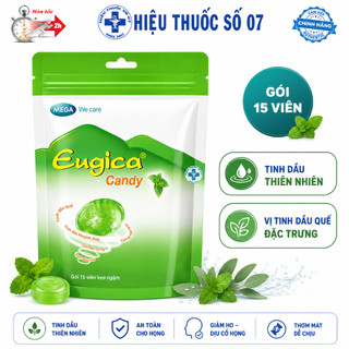 Kẹo ngậm ho thảo dược Eugica Candy giúp giảm ho, đau rát họng gói 15 viên - Thái Lan