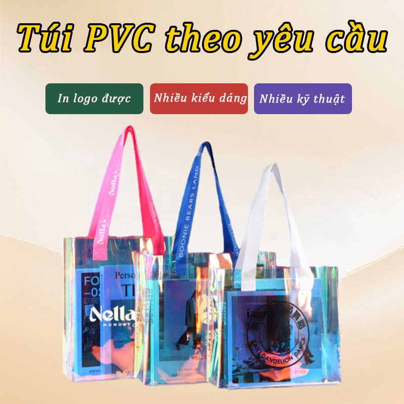 túi PVC theo yêu cầu túi tote PVC trong suốt theo yêu cầu in logo công ty quà tặng khách hàng in UV