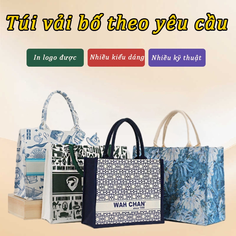 Túi vải bố theo yêu cầu in hình slogan thương hiệu hội nhóm sự kiện chuyển nhiệt
