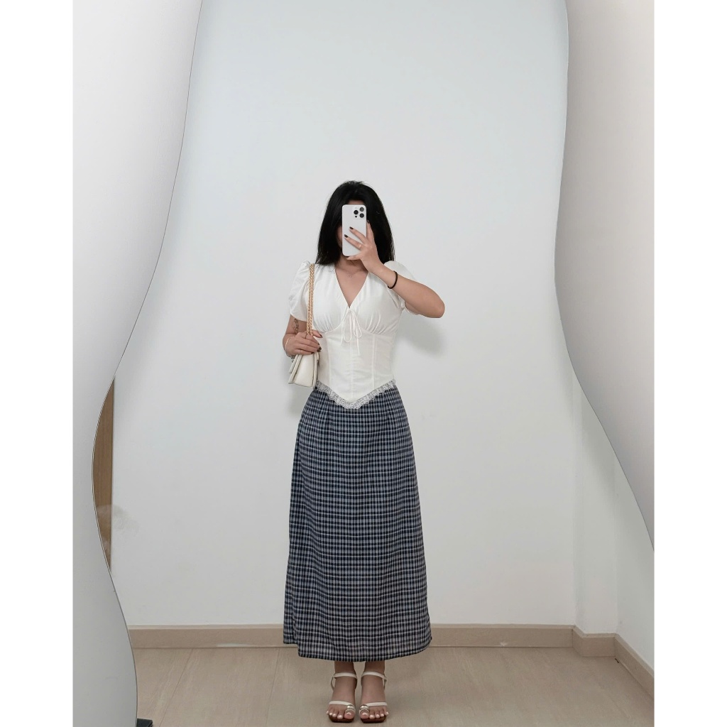 B385 - CHÂN VÁY LINEN DÀI XẺ TÀ SAU 3M 95cm (Có bigsize)