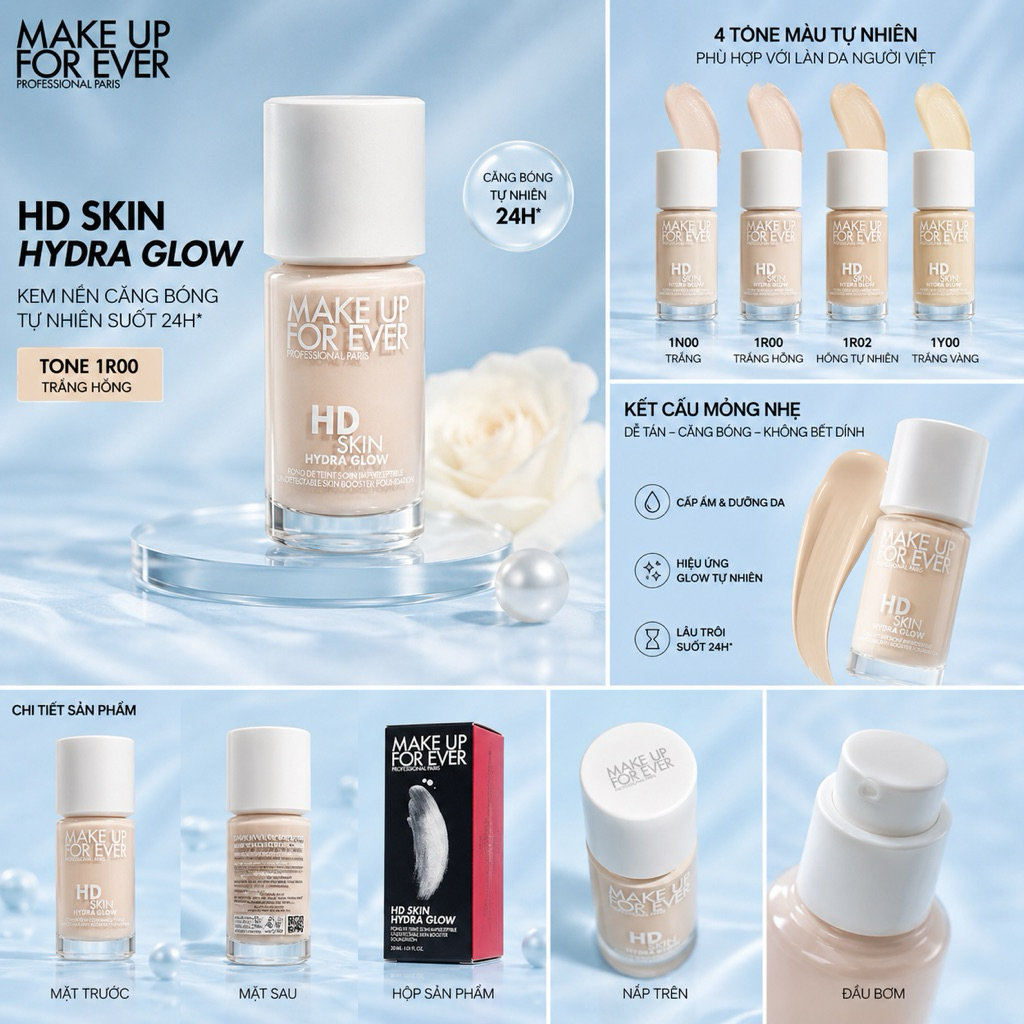 Kem nền Make Up For Ever HD Skin Hydra Glow Foundation