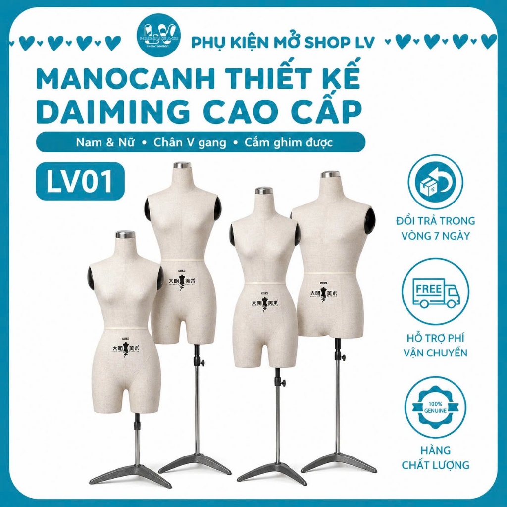 Manocanh thiết kế Daiming Ma nơ canh nam nữ chân V vải bọc cao cấp dùng trong thiết kế - LV01