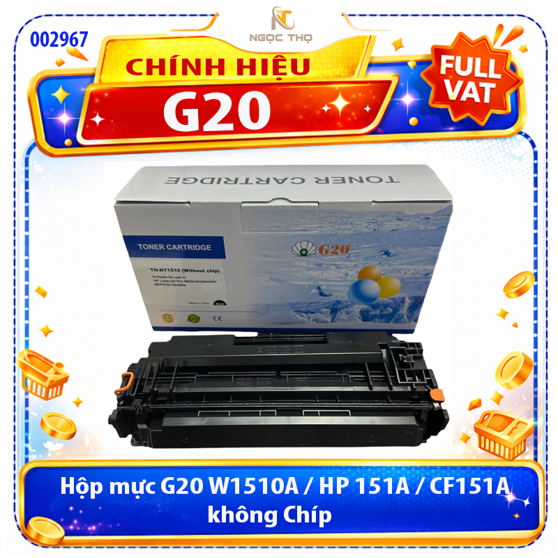 Hộp mực G20 W1510A / HP 151A / CF151A không Chíp , có lỗ đổ mực, Full VAT