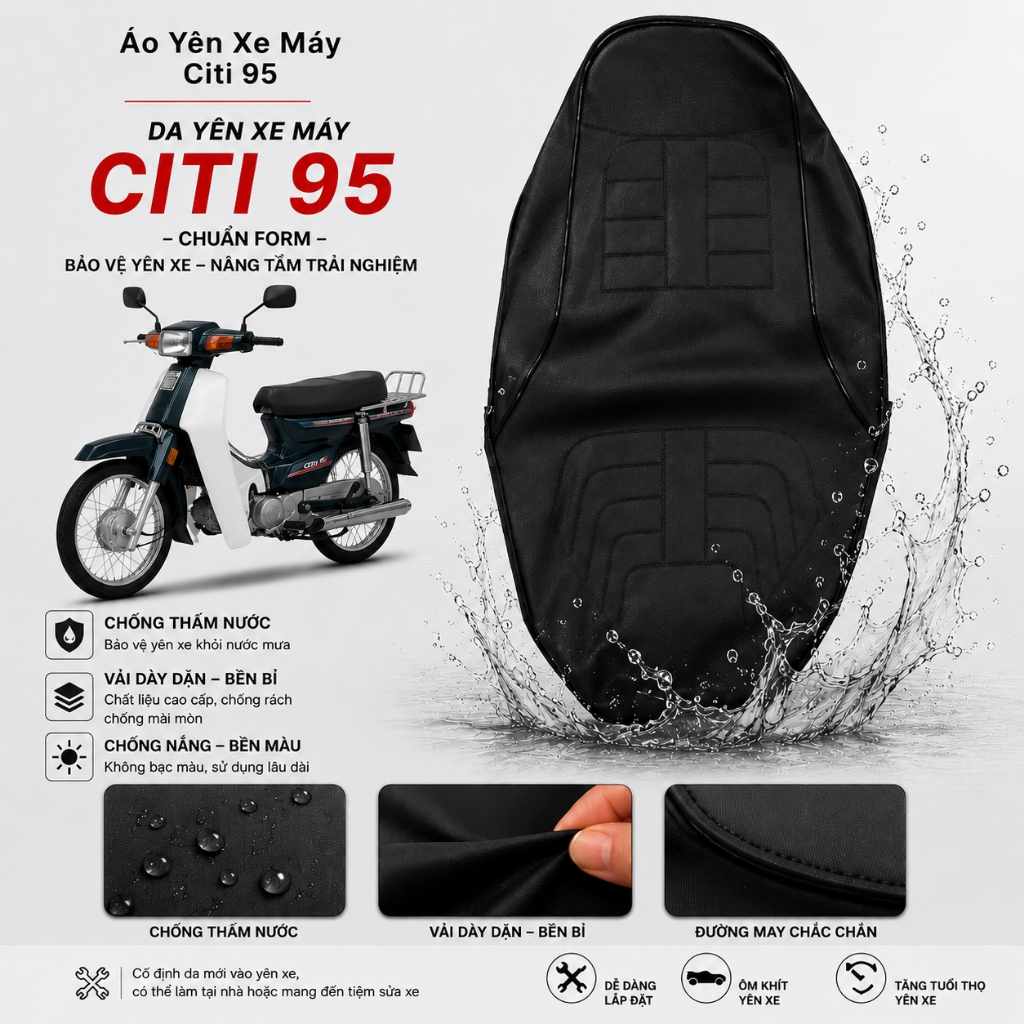 |BẤM KIM| Da bọc yên xe máy Cub Dài Citi 95, Citi 96
