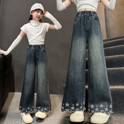 [Sale Mã Mới] Quần Jean Ống Rộng, Quần Bò Ống Suông Phong Cách Thời Trang Cho Các Bé Gái Jt320