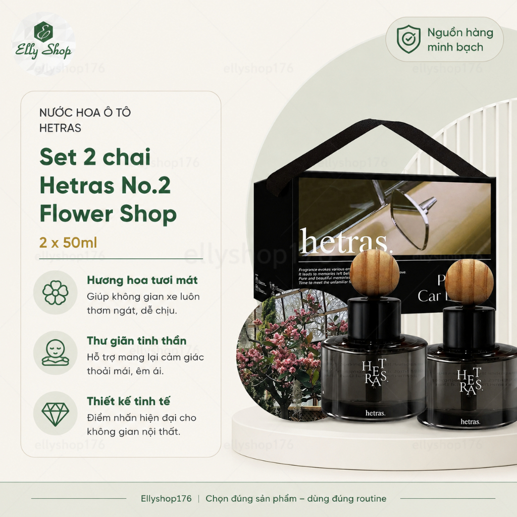 Set 2 chai Nước hoa Oto Hetras - No.2 Flower Shop - Ellyshop176