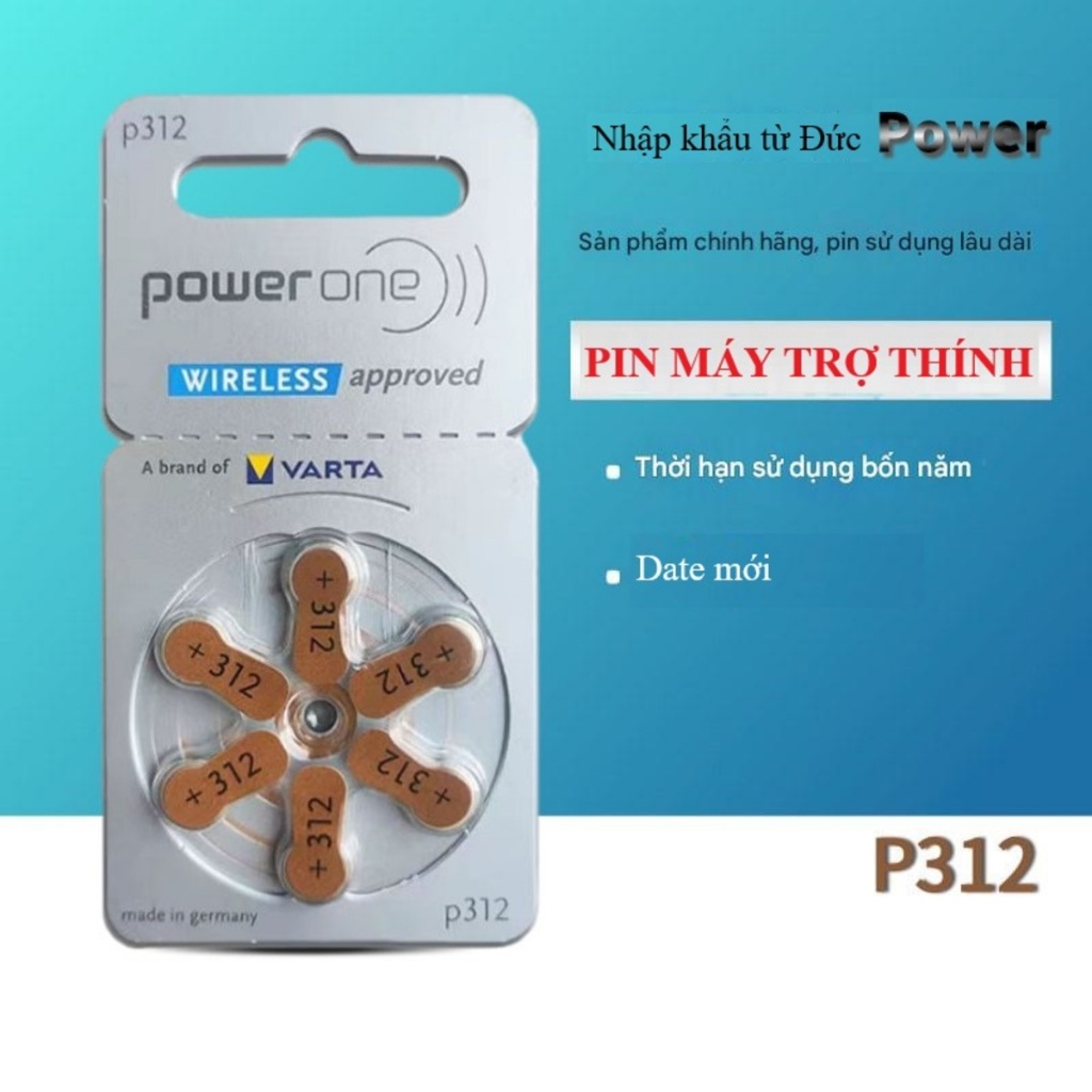 Pin máy trợ thính Power one P312 A312 PR41 Zinc Air Đức
