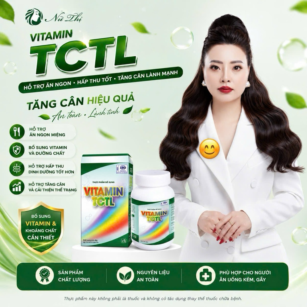 Viên ăn ngon Vitamin TCTL hỗ trợ t ăn  gg câ nn hỗ trợ tiêu hóa thèm ăn hộp nhỏ uống nửa tháng
