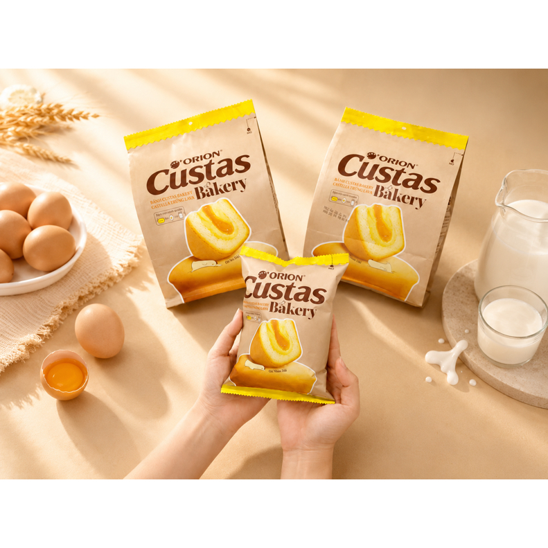 Bánh Custas Bakery Castella Trứng Lava CUSTAS GÀ NẰM DÀI (3 GÓI/BỊCH)
