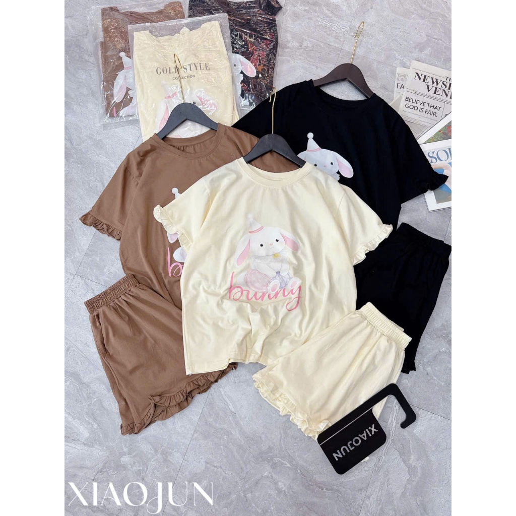 PHẠM THÙY SHOP: SET BỘ ÁO PHÔNG CTT IN HÌNH CHÚ THỎ BUNNY