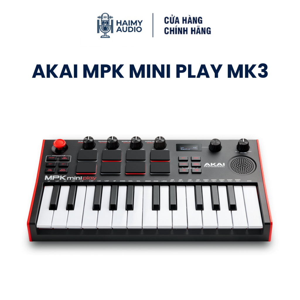 Akai MPK Mini Play MK3 - Bàn Phím MIDI 25 Phím Có Sẵn Tiếng & Loa | 8 Pad MPC | Chạy Pin