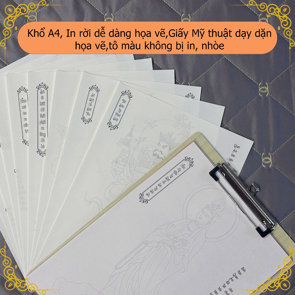 Album 84 vị Phật trong Chú Đại Bi in nét mờ - Không Hộp Đựng- tặng kèm bút + 20 ngòi - Bồ Đề Liên Ho