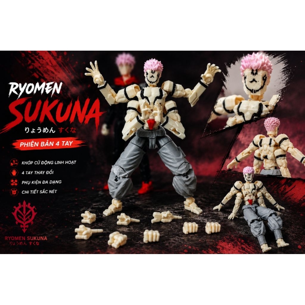 Sukuna dummy 13, sukuna có khớp, có nhiều tay thay thế, lắp sẵn
