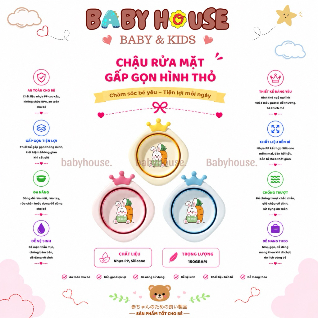 Chậu gấp gọn hổ/ thỏ