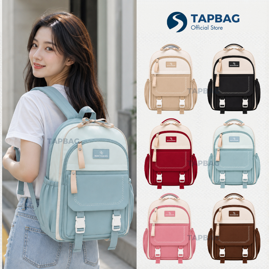 Balo Nam Nữ TAPBAG Cao Cấp Form Gọn Đa Ngăn Đi Học Học Sinh Sinh Viên Thời Trang Hằng Ngày - B58