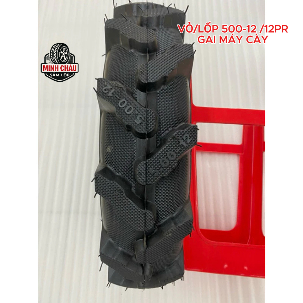 Vỏ Lốp 500-12 Gai – Hàng Đẹp 12PR Gai Máy Cày– Tải Trọng 500kg – Lắp Mâm 400/450/500-12 – Xe 3 Bánh,