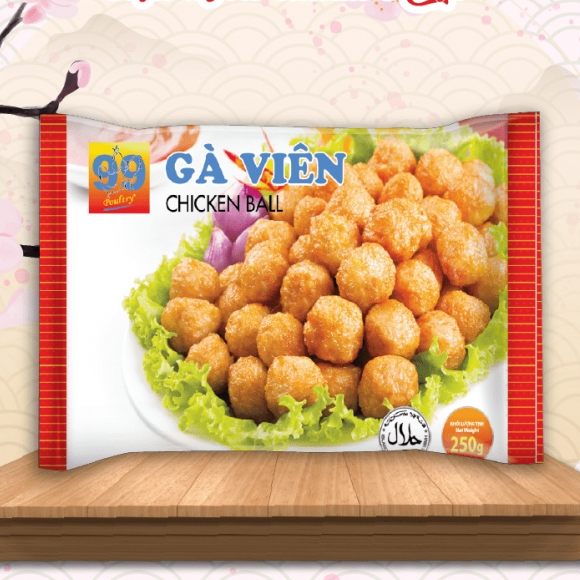 Gà Viên Hảo Hạng 99Poultry 250g - Gà Viên Chế Biến Sẵn, Thịt Gà Viên Đông Lạnh Tiện Lợi