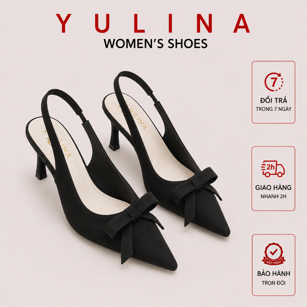 Giày bệt nữ 𝙔𝙐𝙇𝙄𝙉𝘼 mũi nhọn da lộn sang trọng phối nơ, giày búp bê nơ hót 2026 HM99