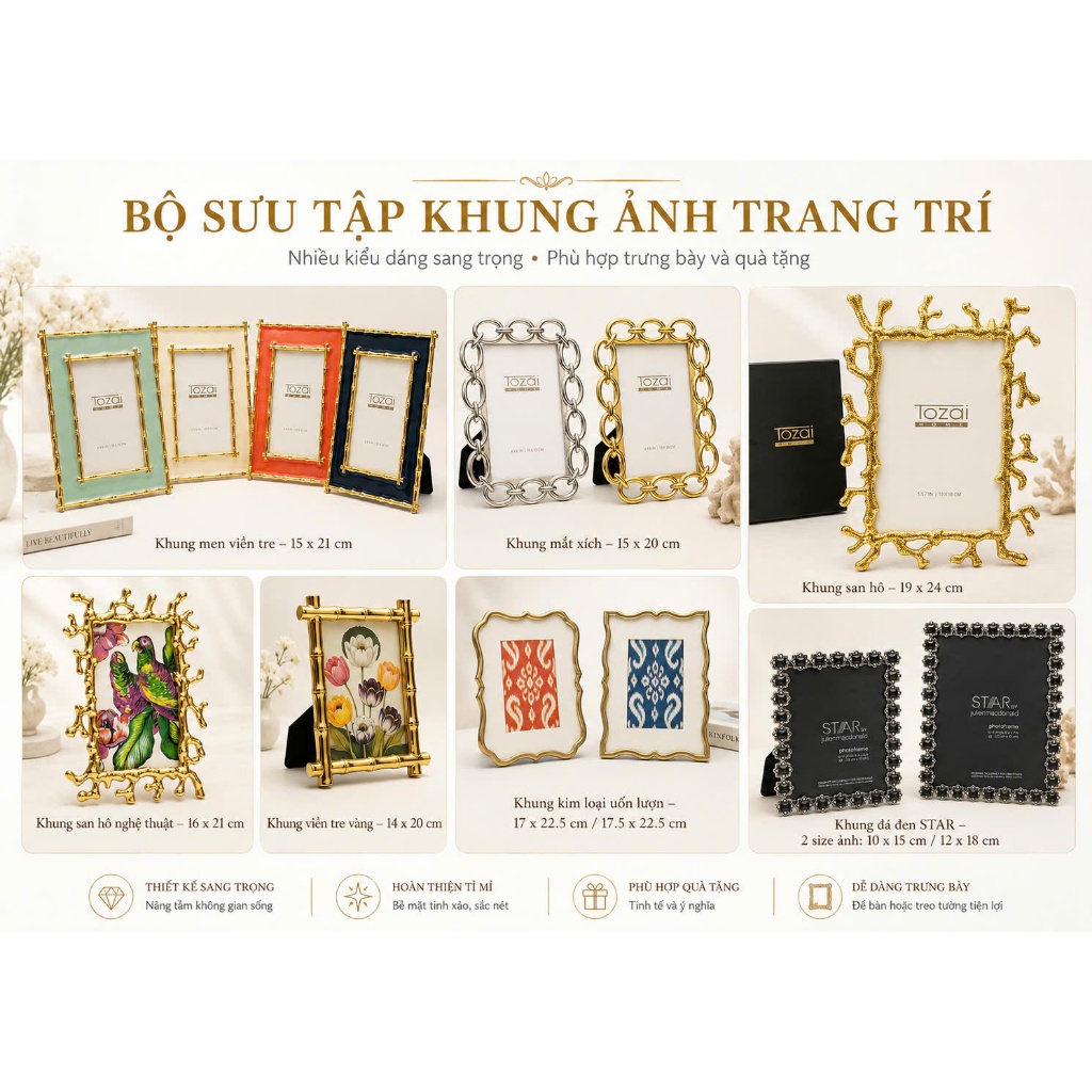 Khung Ảnh Kim loai  Sang Trọng – Họa Tiết Mosaic Tự Nhiên