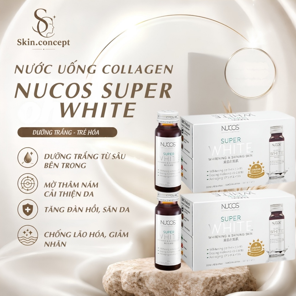 Collagen Nucos Super White Hỗ Trợ Dưỡng Trắng Da, Hỗ Trợ Mờ Thâm Nám Hộp