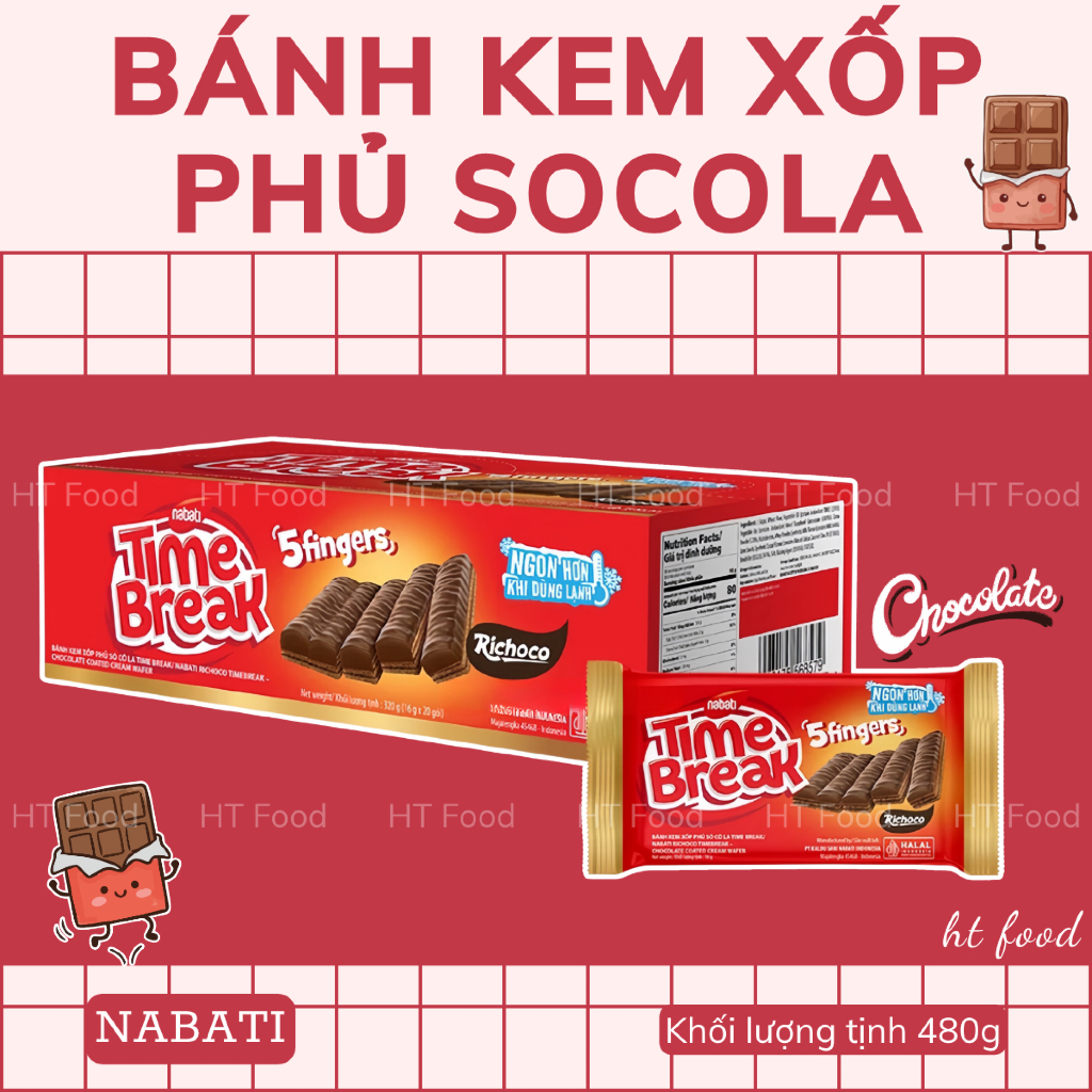 HT Food | Bánh kem xốp phủ socola nabati Time break