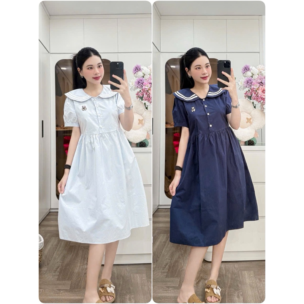 <Đầm bầu Quynhanhhouse> Váy suông váy thô gấu xinh bầu bí bon chen freesize
