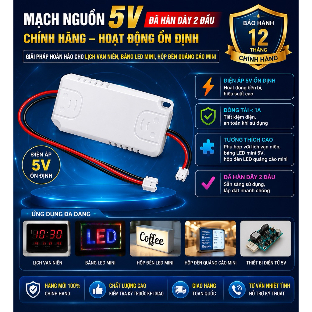 combo 2 cái arapter 5V1A lịch vạn niên hàn dây 2 đầu