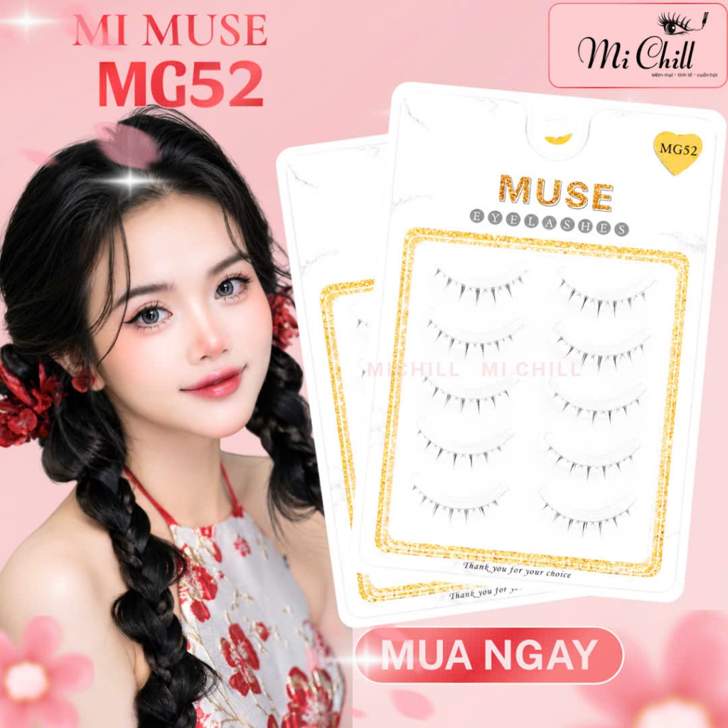 Mi dưới mi Muse MG52 trang điểm chuyên nghiệp cô dâu 5 cặp 1 hộp - Mi Chill Shop