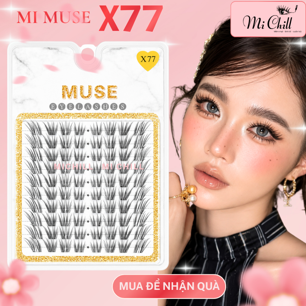 Mi Giả Muse X77 – Lông Mi Giả Cao Cấp, Mi Cụm Xéo Đuôi - Mi Chill Shop