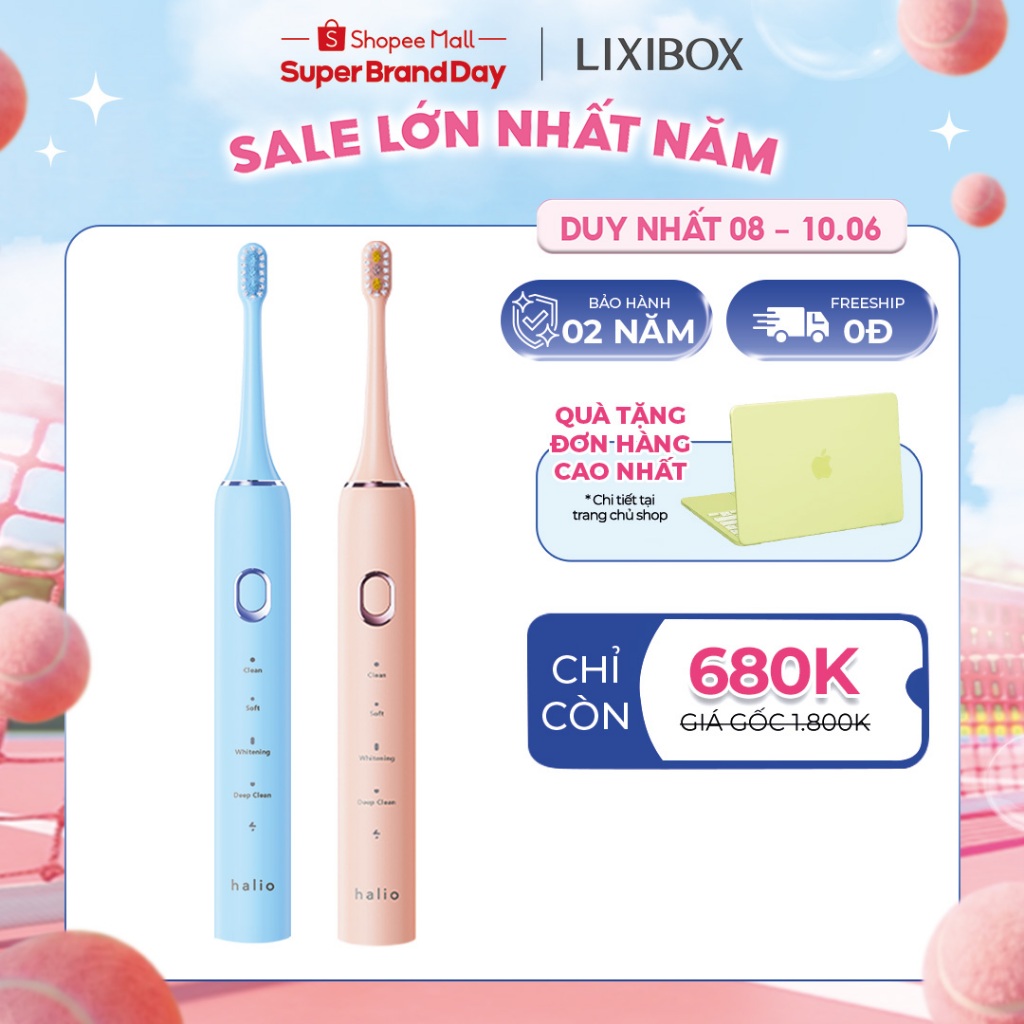 Combo 02 Bàn Chải Điện Làm Sạch Sâu Halio Sonic SmartClean Electronic Toothbrush