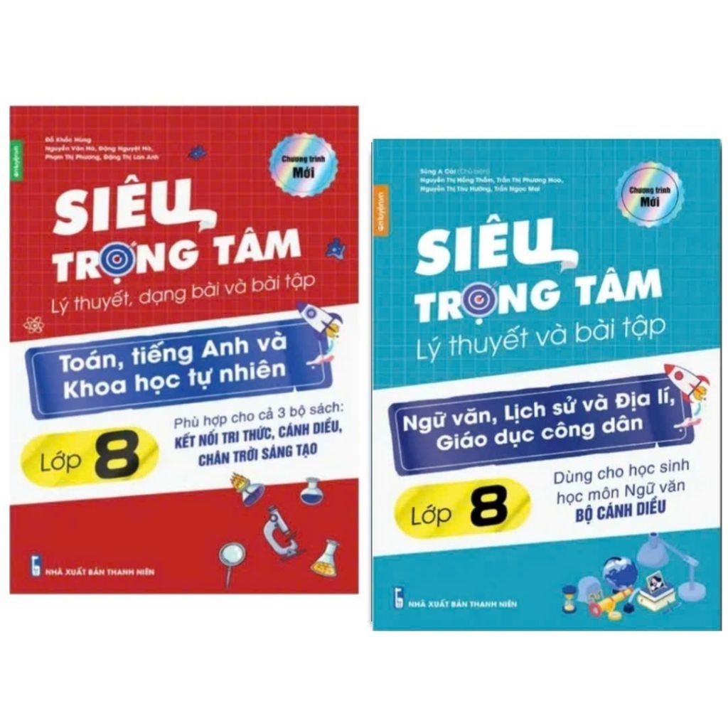Combo 2 Cuốn Siêu Trọng Tâm Lớp 8 Toán Tiếng Anh KHTN & Văn KHXH Cánh diều