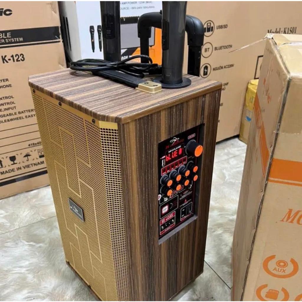 Loa karaoke kiomic k89 kèm 2 micro không dây mẫu 2023, loa kéo di động Kiomic K89