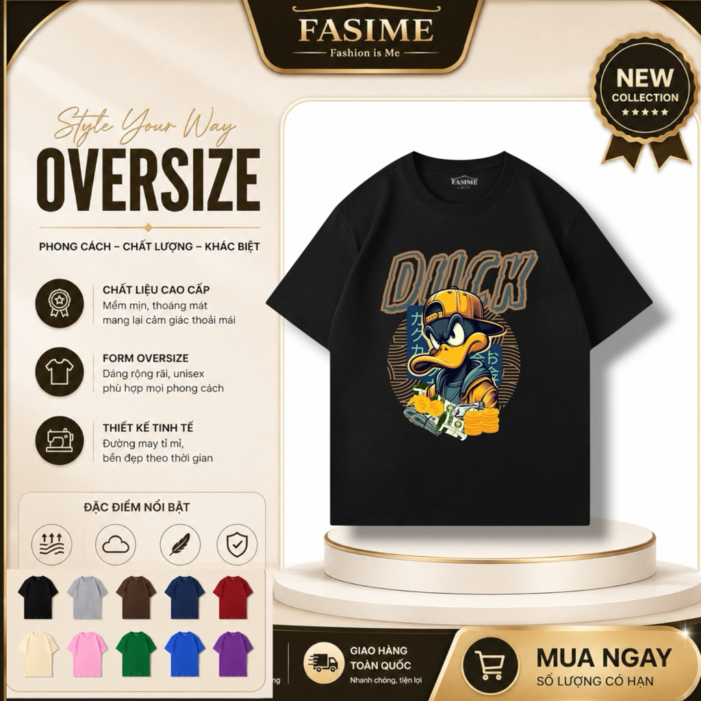 Áo Thun Oversize DUCK Street Style – Chất Riêng Không Đụng Hàng FASIME STORE