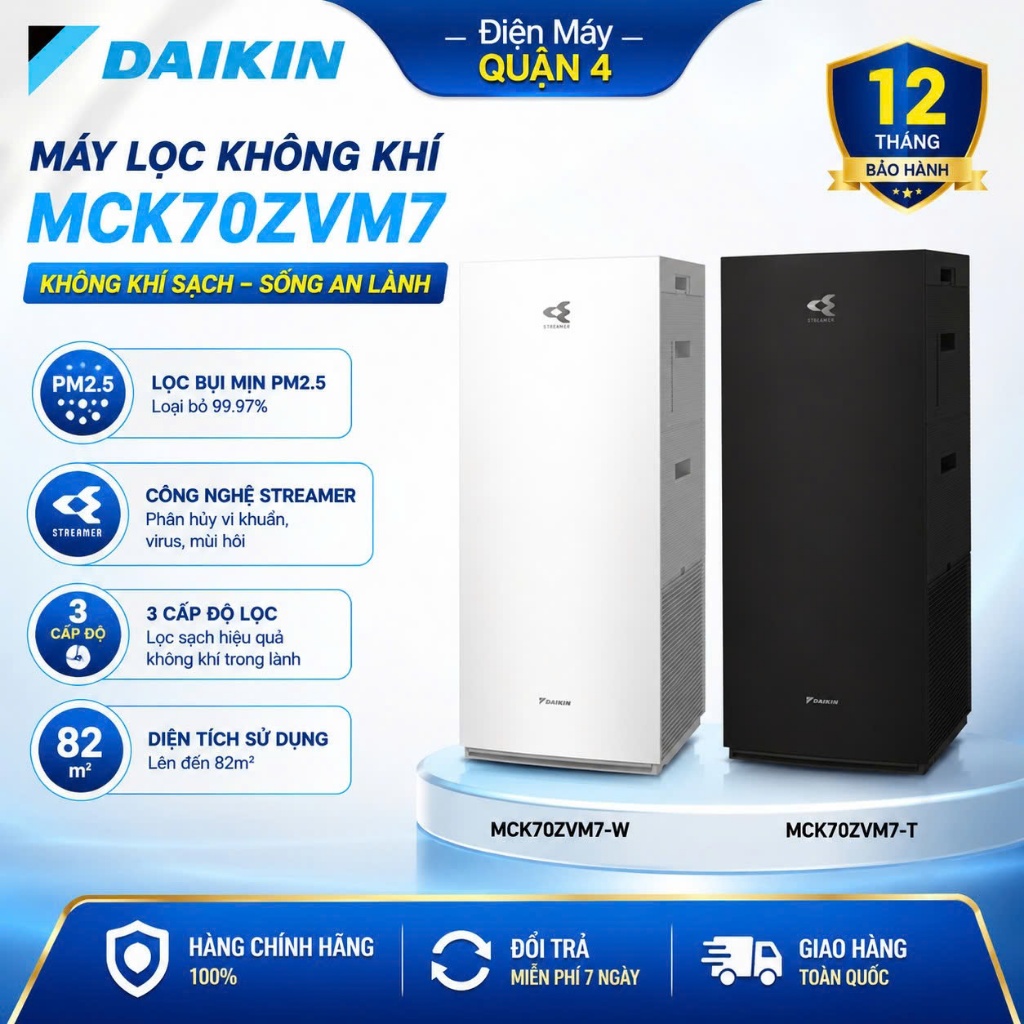 Máy Lọc Không Khí Daikin Tạo Ẩm 48m2 MCK70ZVM7-T và MCK70ZVM7-W
