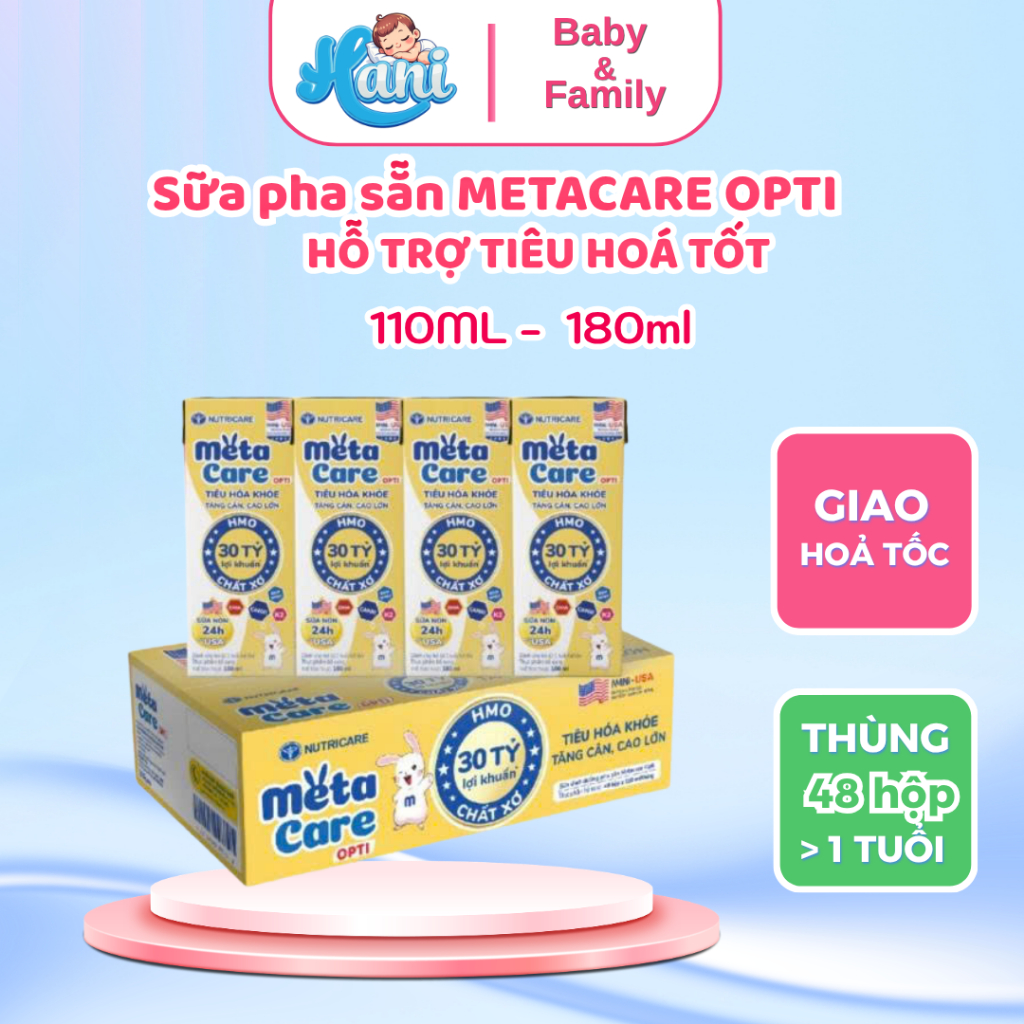 [ HOẢ TỐC] Thùng 48 hộp sữa pha sẵn Nutricare Metacare OPTI vàng 110/180ml