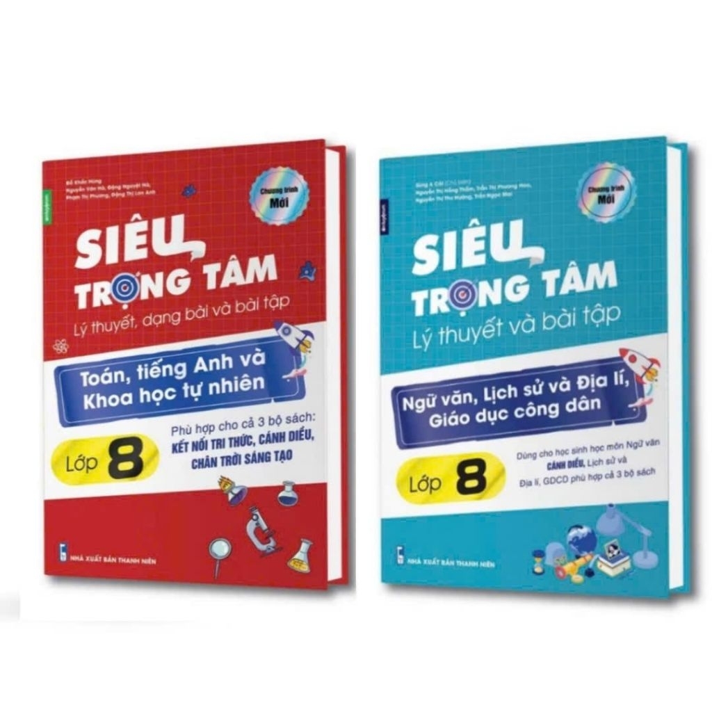 Combo 2 Cuốn Siêu Trọng Tâm Lớp 8 Toán Tiếng Anh KHTN & Văn KHXH Cánh diều
