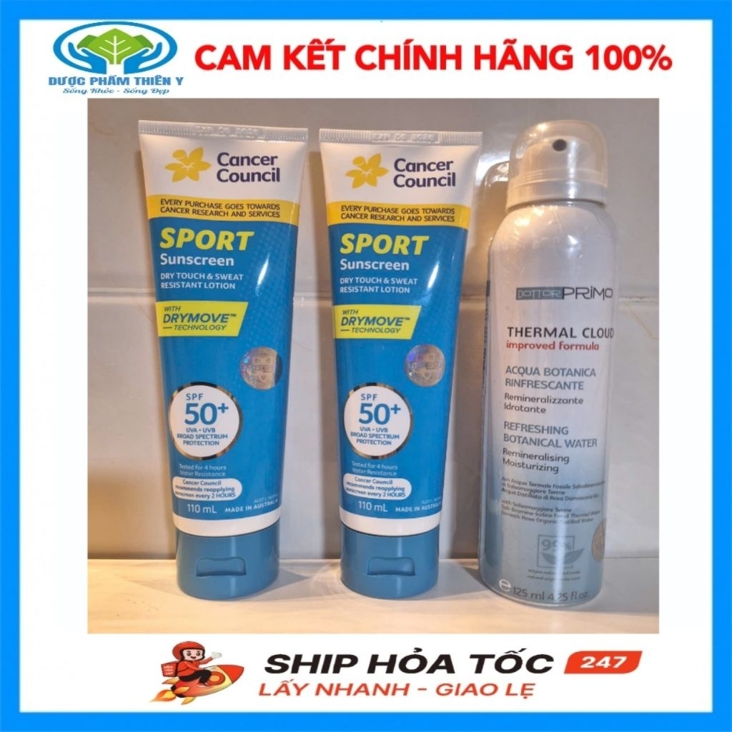 Kem Chống Nắng Cancer Council Sport SPF50+ Cho người chơi thể thao, làm việc ngoài trời, kháng nước 