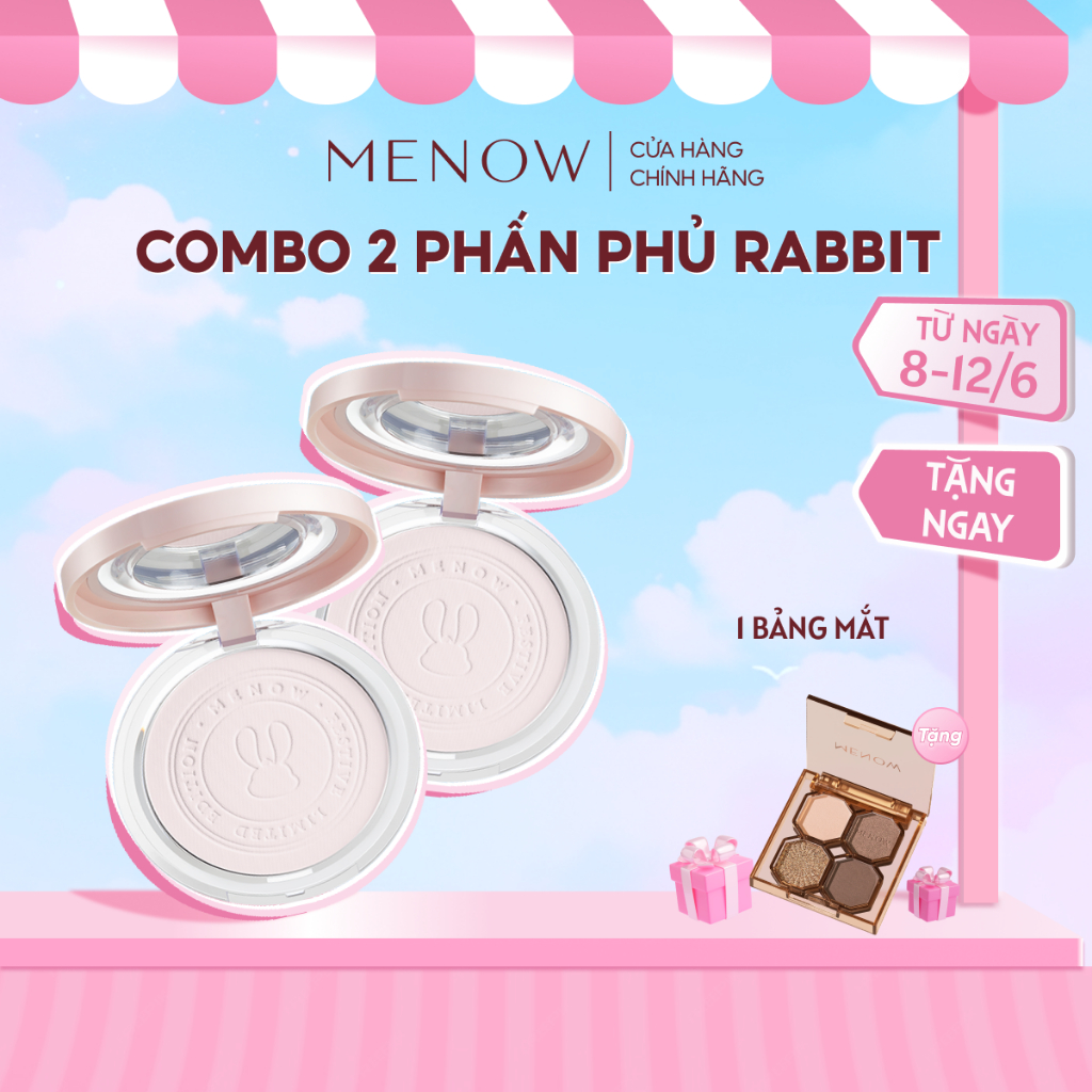 COMBO 2 Phấn phủ nén làm đều màu da MENOW Rabbit Compact Powder 8.5gr x2
